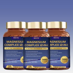 WINYEL Magnesium Complex 700mg 12 In 1 Magnesium Supplement With Glycinate, Citrate, Malate Sleep, Calm, Muscle Relaxation, Heart Health Support (Option: 3 PCS) WINYEL Magnesium Complex 700mg 12 In 1 Magnesium Supplement With Glycinate, Citrate, Malate Sleep, Calm, Muscle Relaxation, Heart Health Support (Option: 3 PCS)